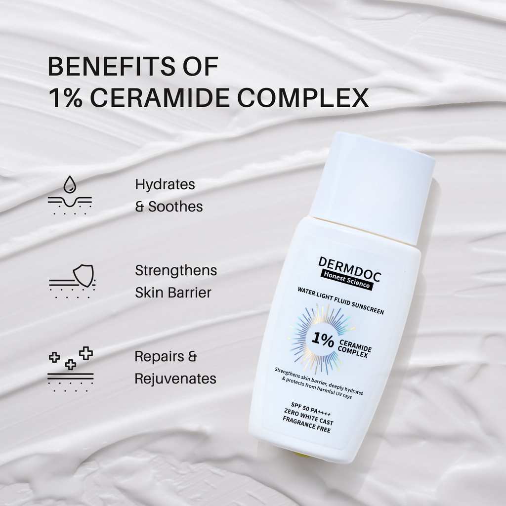 Dermdoc 1% Ceramide Complex Water Light Fluid Sunscreen SPF 50 PA ++++ | Grocsy