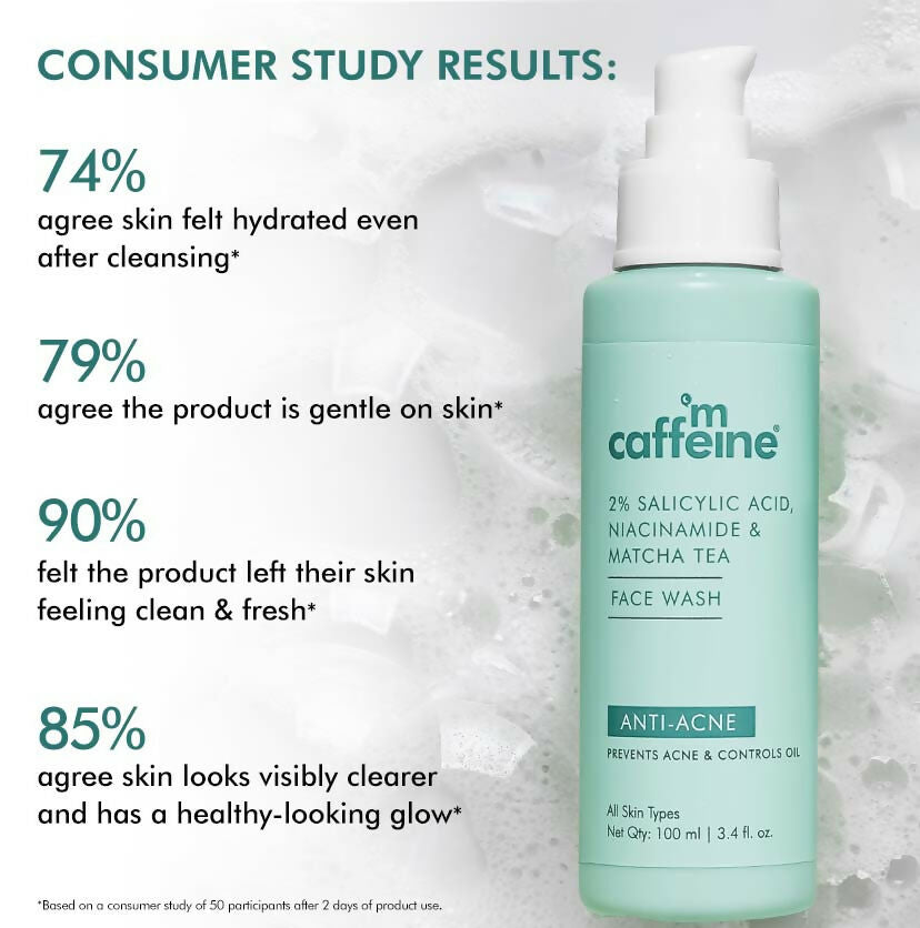 mCaffeine 2% Salicylic Acid Niacinamide & Matcha Tea Face Wash | Grocsy