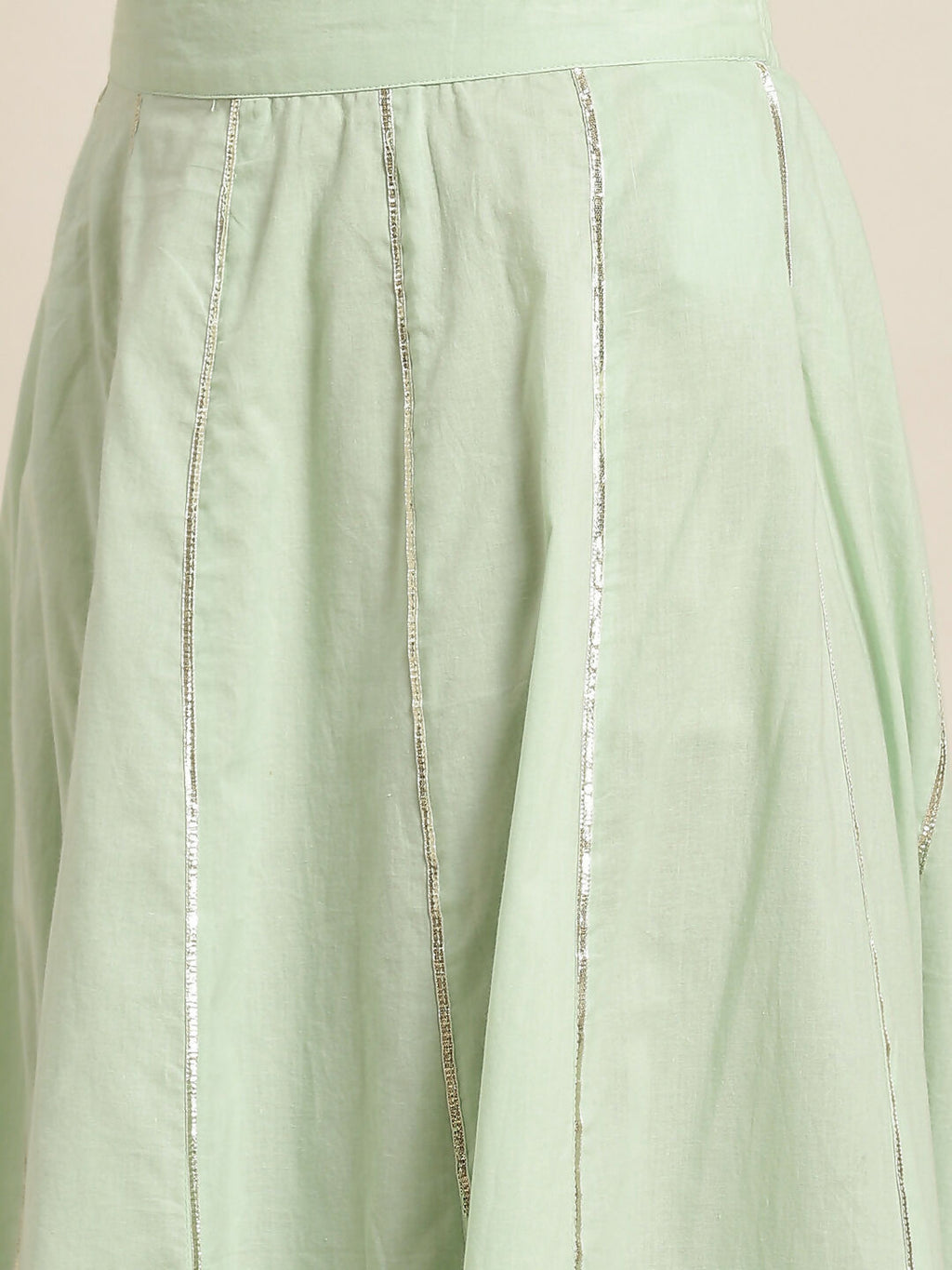Juniper Pista Green Thread Embroidered Kurta Palazzo & Cotton Dupatta Set | Grocsy