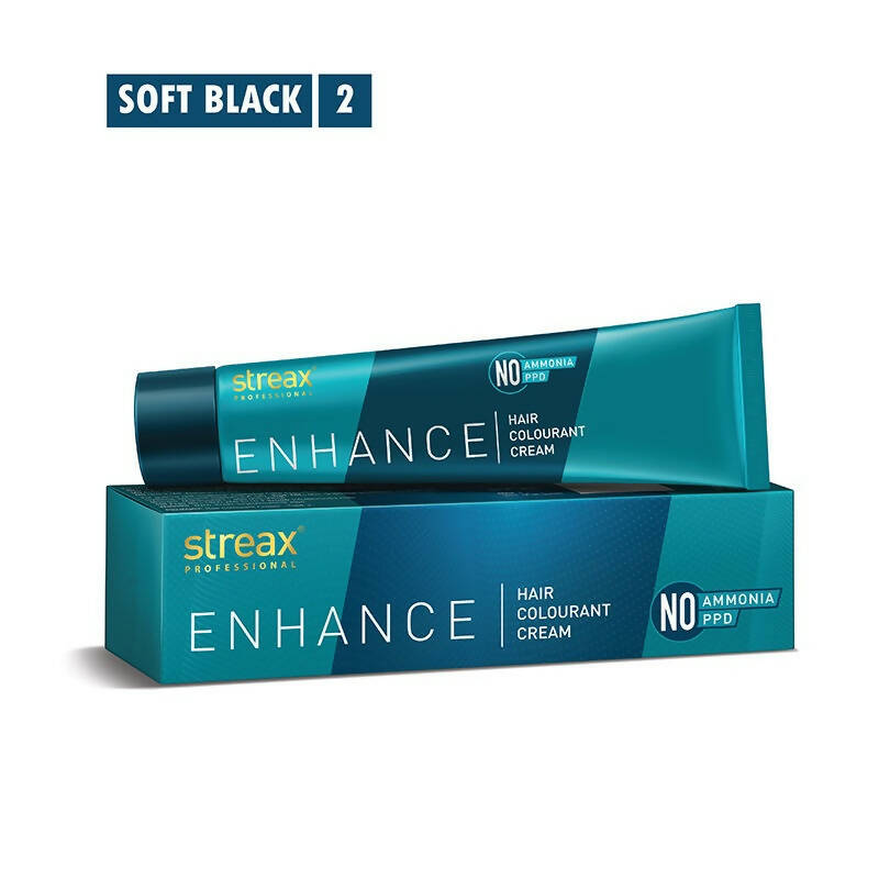 Streax Professional Enhance Hair Colourant - Soft Black 2 | Grocsy