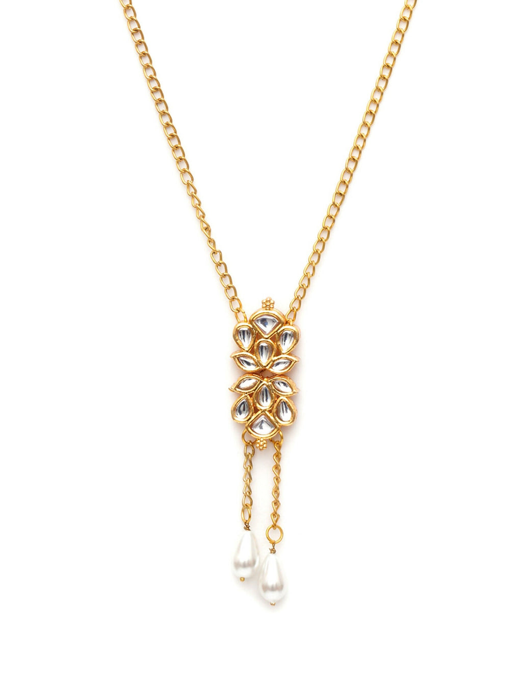 Long Kundan Neckpiece (Gold) - Ruby Raang | Grocsy