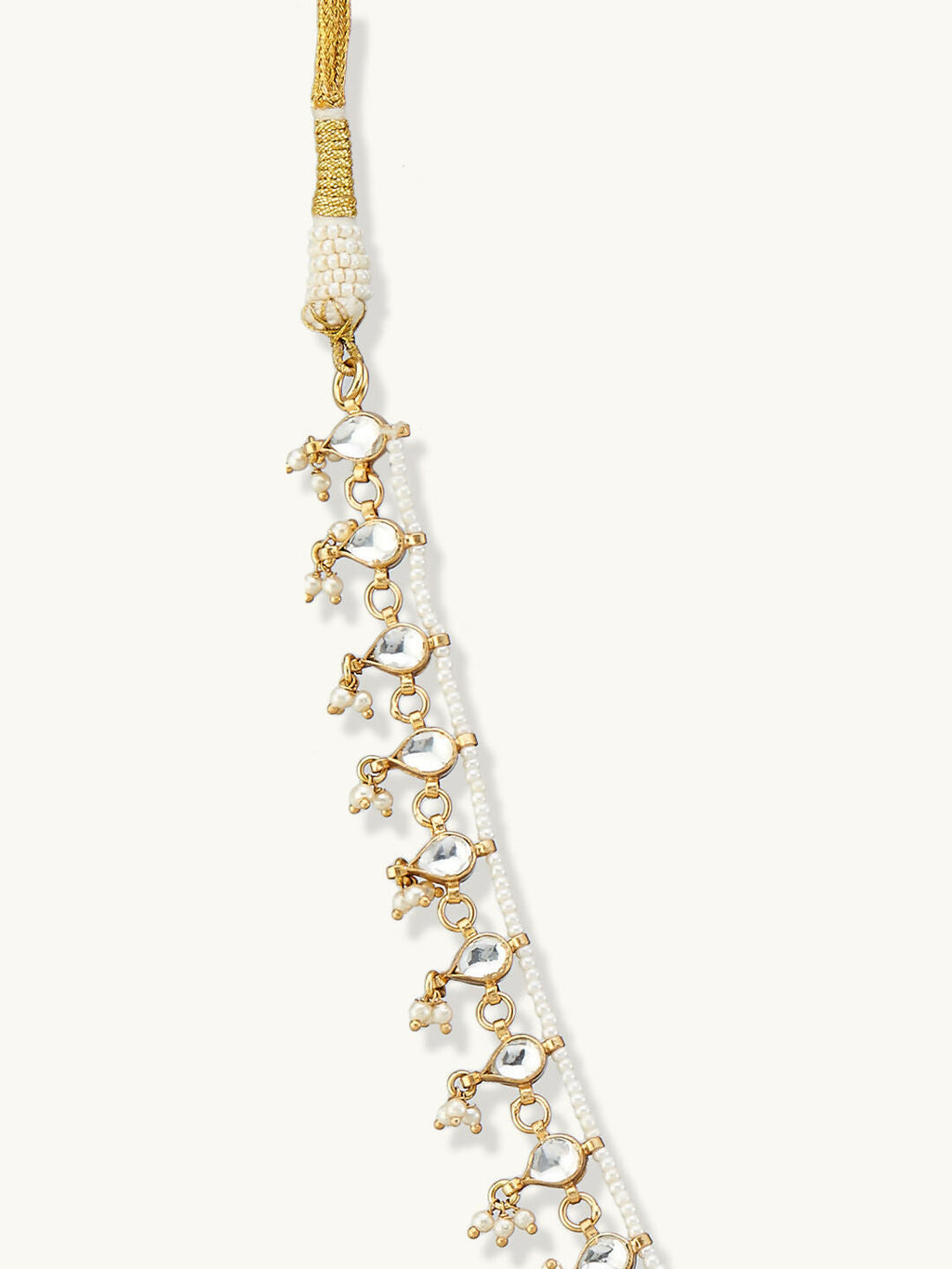 Nuyug 22K Gold-Plated Pearl Drops Matha Patti cum Necklace | Grocsy