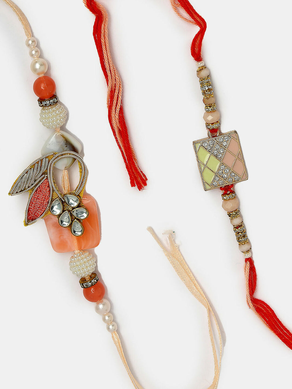 NVR Men Set of 2 Multicolor Stone-Studded Rakhi With Roli Chawal | Grocsy