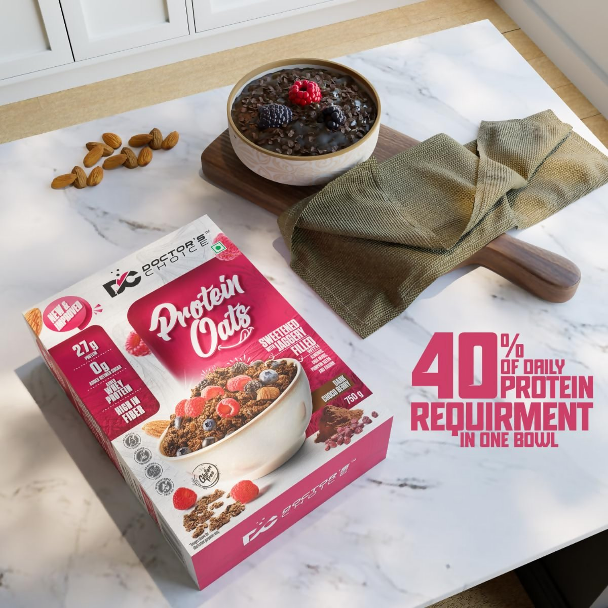Dc Doctors Choice High Protein Oats ( Dark Choco Berry Flavor) | Grocsy