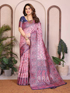 Teeya Creation New Latest Trendy Wedding Wear Pashmina Silk Saree-Pink | Grocsy