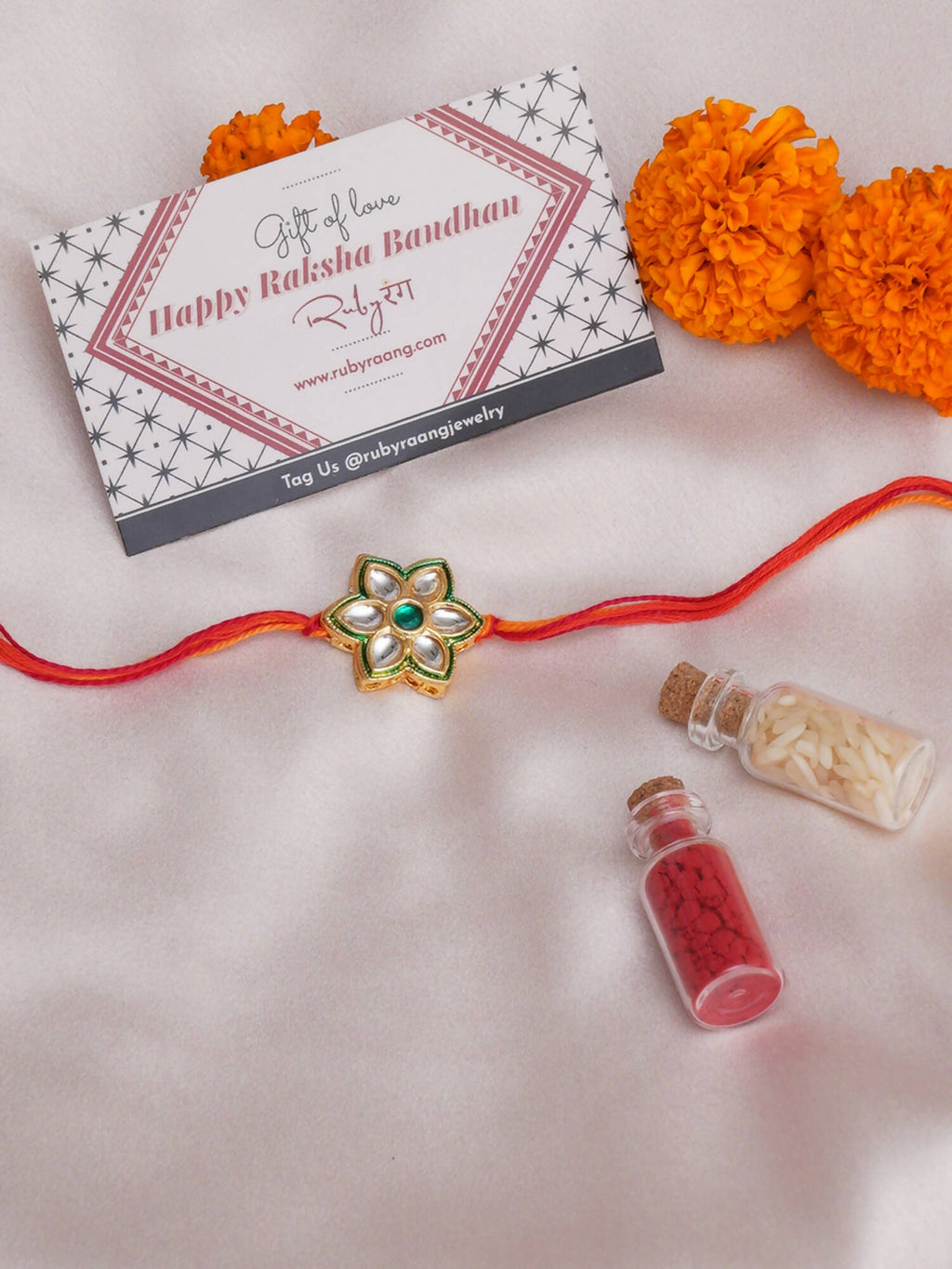 Designer kundan Rakhi - Ruby Raang | Grocsy