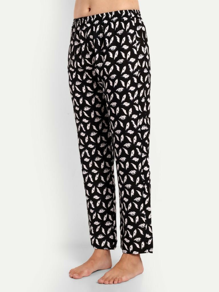 Alvano Beautiful Floral Print Co-ord set for Women's and Girls Rayon (Black) | Grocsy
