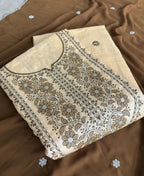 KC Khadi Cotton White Suit With Mahendi Dupatta 3 Piece Pair For Women | Grocsy