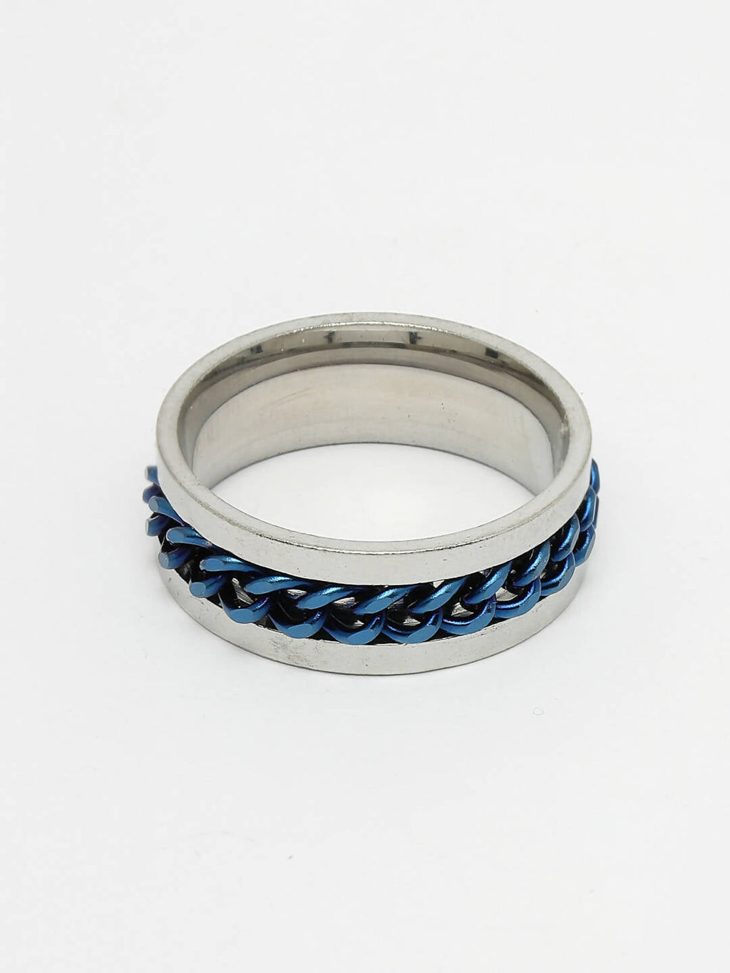NVR Men's Rhodium Plated Stainless Steel Finger Ring | Grocsy