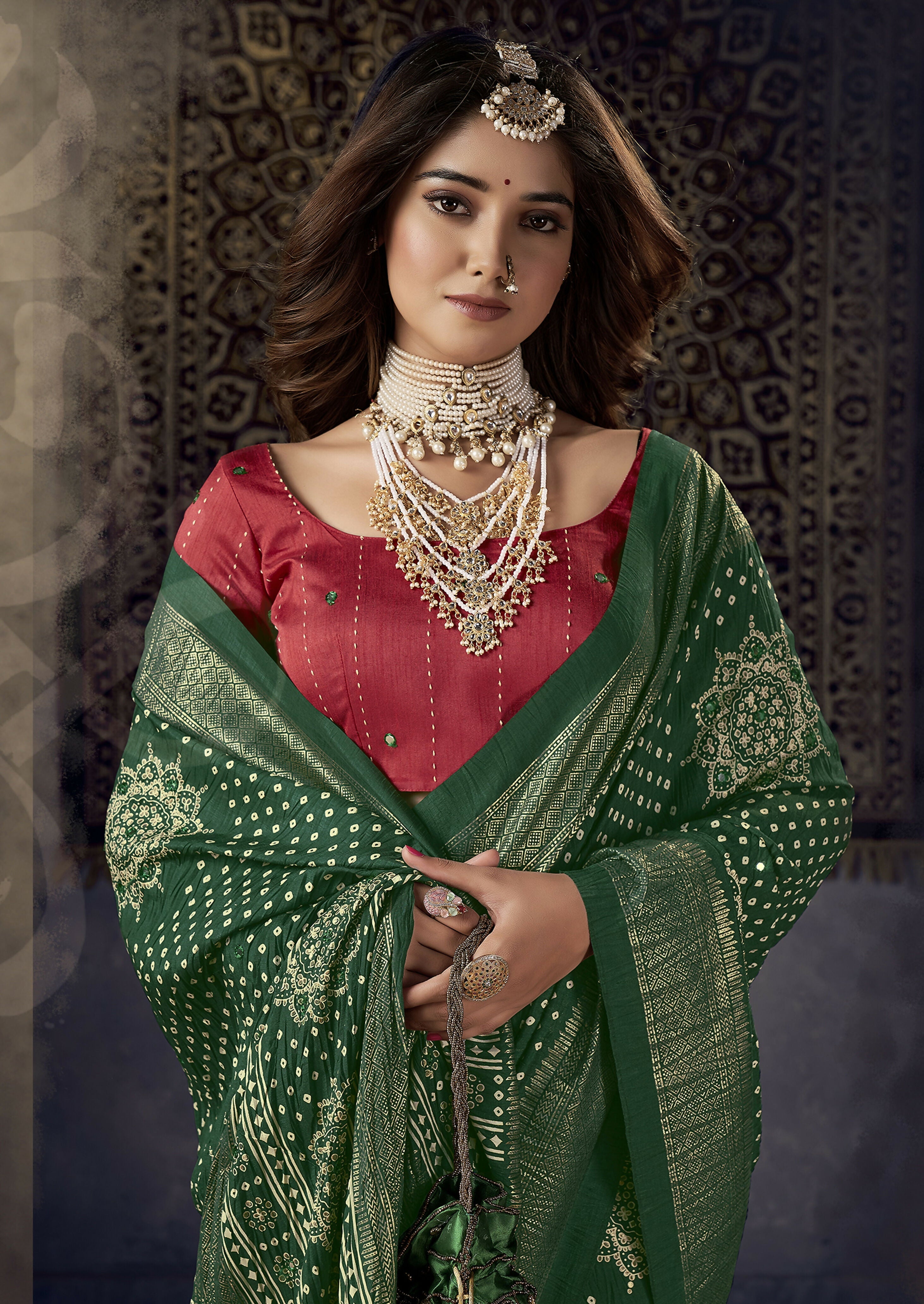 Joban Fashion Mustard Dola Silk Foil Print Zari Border Work Saree | Grocsy