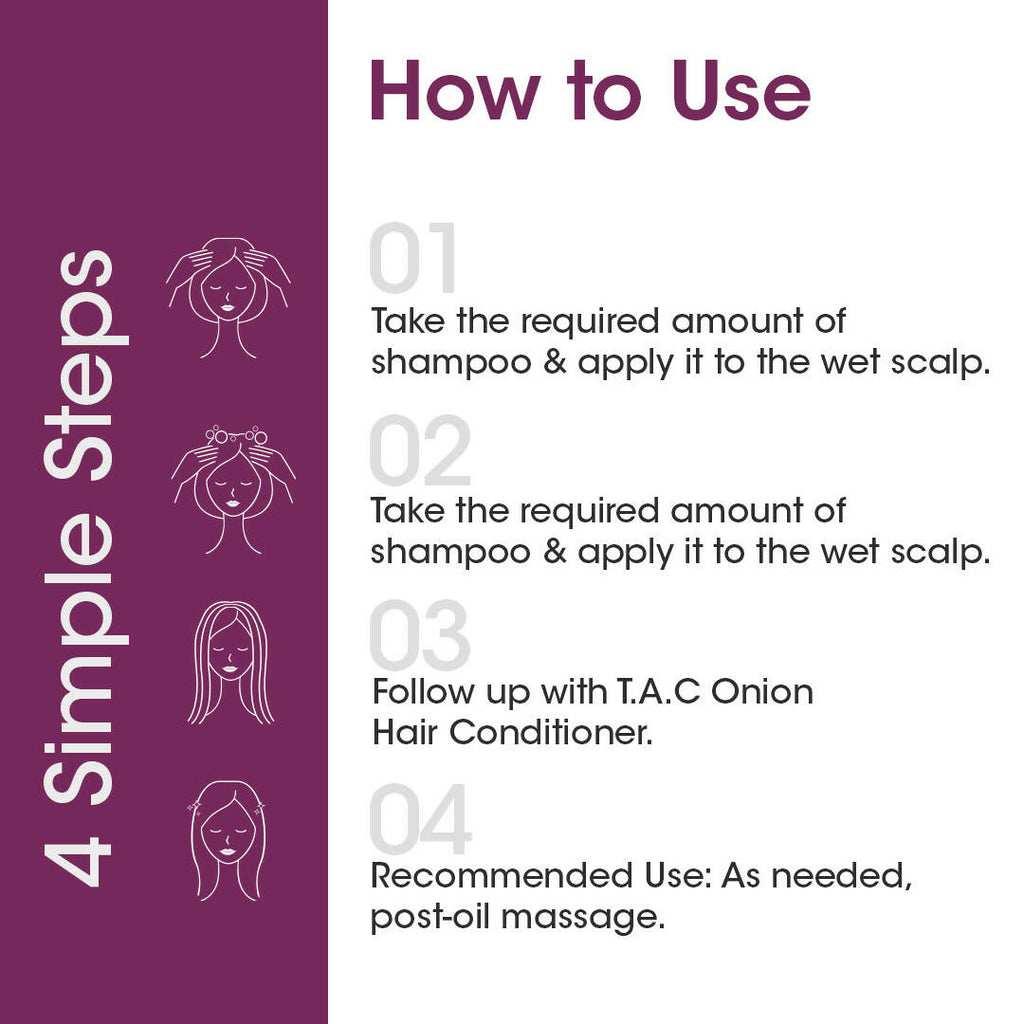 TAC - The Ayurveda Co. Onion Hair Shampoo for Hair Regrowth & Frizz Free Hair | Grocsy