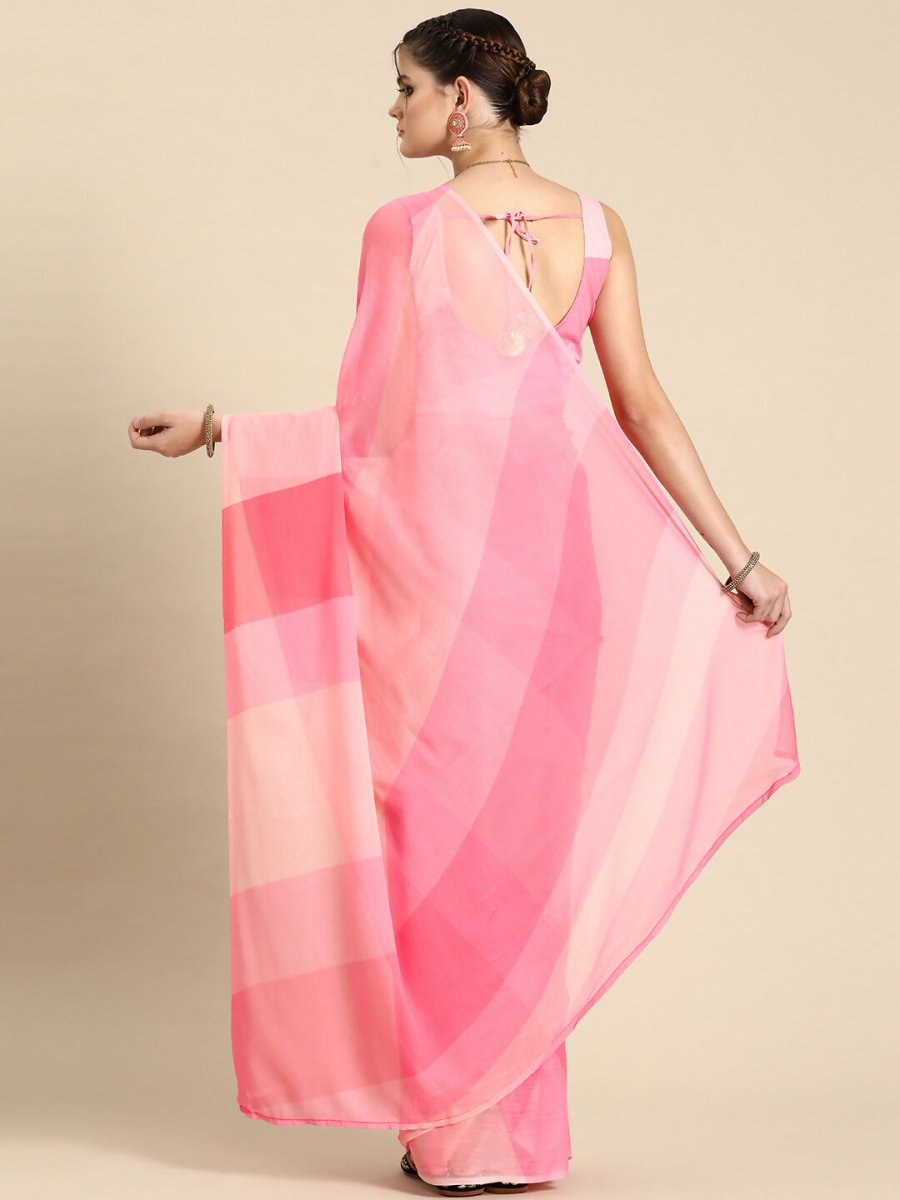 Ahalyaa Women's Traditional Semi Stitch Saree - Pink | Grocsy