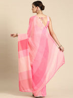 Ahalyaa Women's Traditional Semi Stitch Saree - Pink | Grocsy