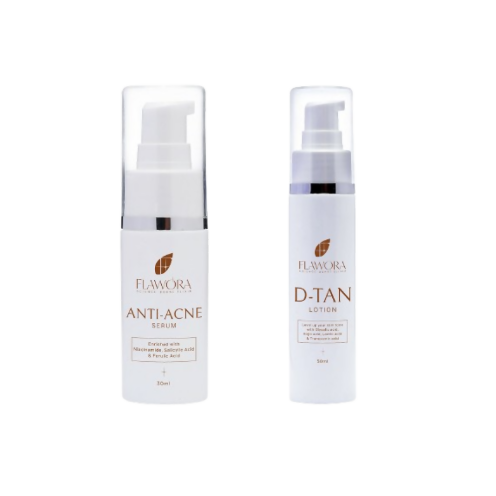 Flawora Set of Anti Acne Serum and D-Tan Lotion | Grocsy