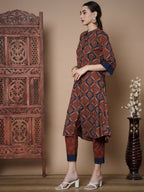 Myshka Women's Multi A-Line Kurta & Trousers With Dupatta | Grocsy