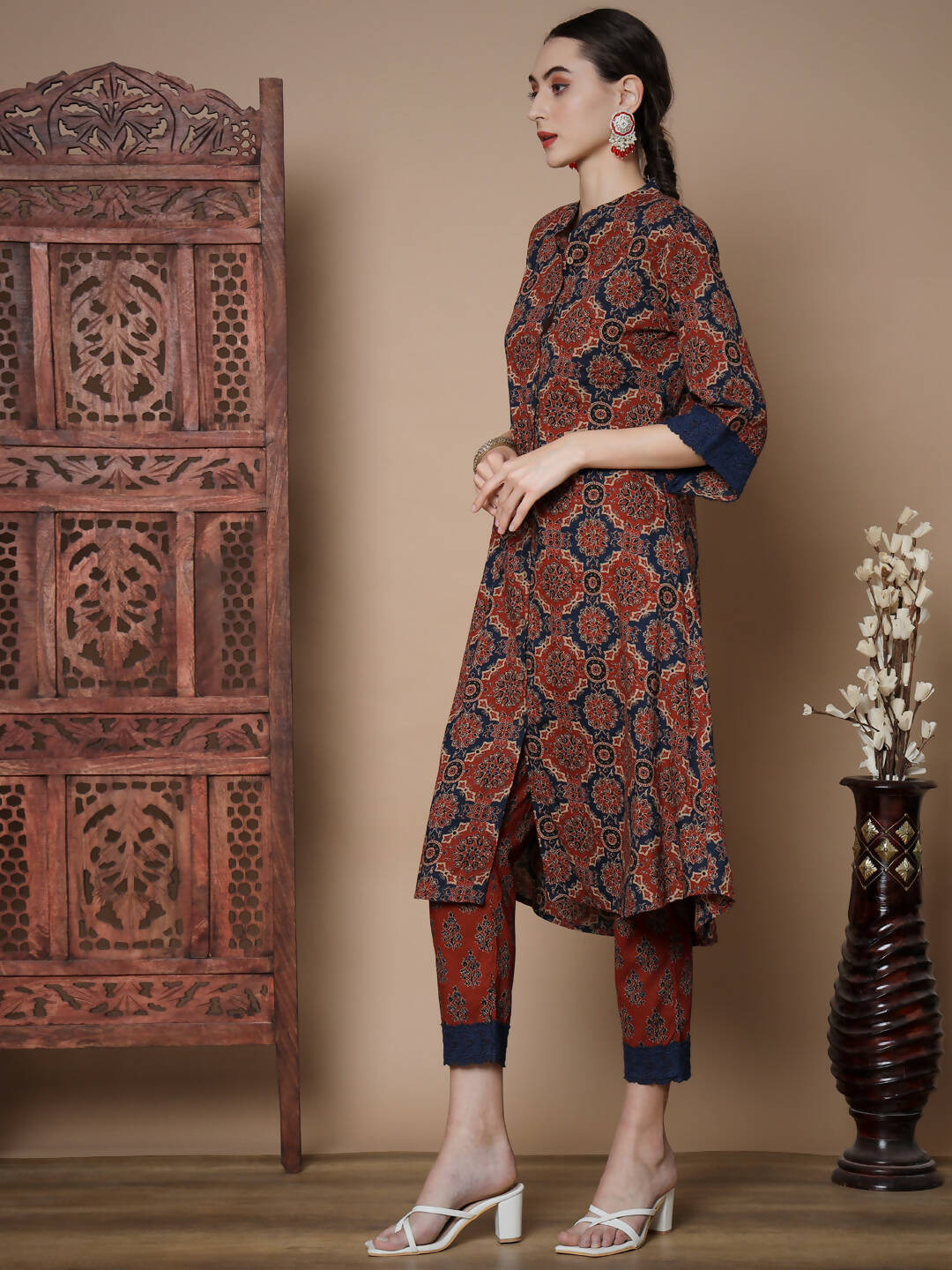 Myshka Women's Multi A-Line Kurta & Trousers With Dupatta | Grocsy