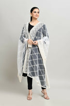 Joban Fashion White Cotton Embroidery Work Pakistani Karanchi Dupatta | Grocsy