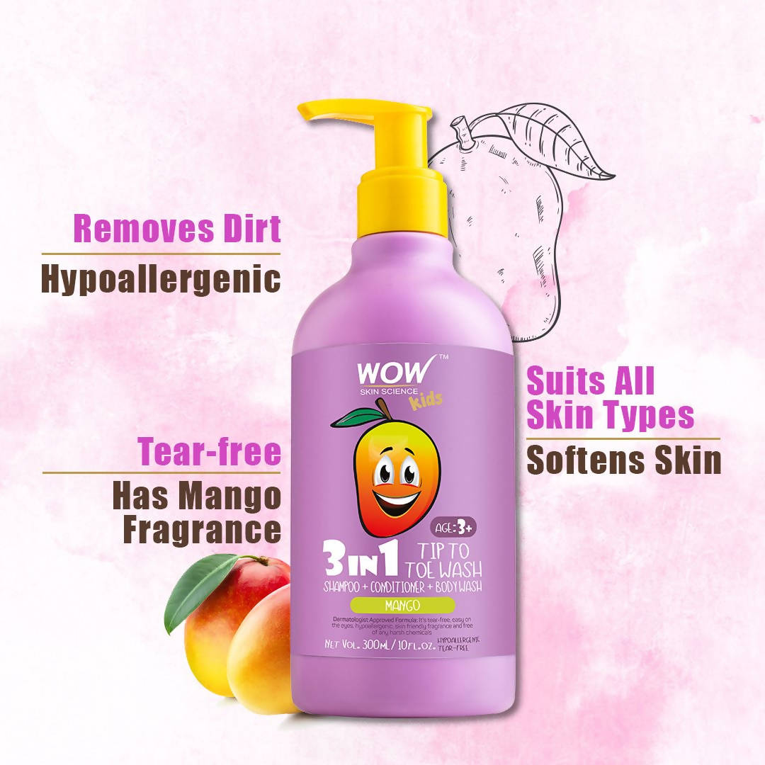 Wow Skin Science Kids Mango 3 in 1 Tip to Toe Wash | Grocsy
