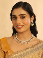 Nuyug 22K Gold Plated Ivory Dusk Kundan Necklace | Grocsy