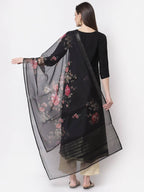 Myshka Black Color Rayon Embroidered Kurta With Dupatta Set | Grocsy