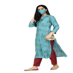Lagi Women's Turquoise Blue Printed Straight Kurta & Pant (MC41A) | Grocsy