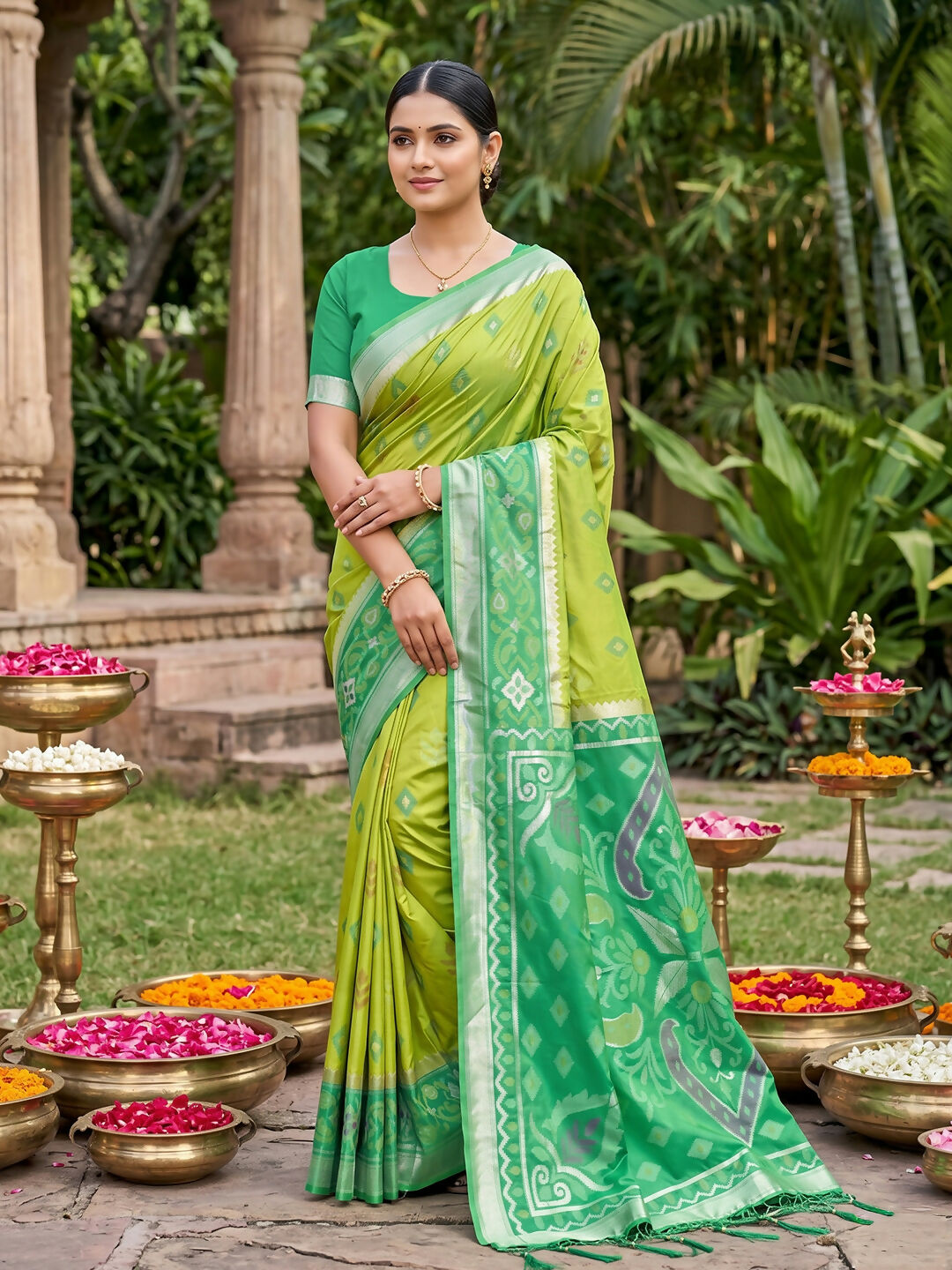 Shree Shyam Fashion Light Green Soft Silk Saree | Grocsy