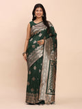 Shree Shyam Fashion Banarasi Silk Green Saree | Grocsy