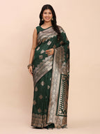 Shree Shyam Fashion Banarasi Silk Green Saree | Grocsy
