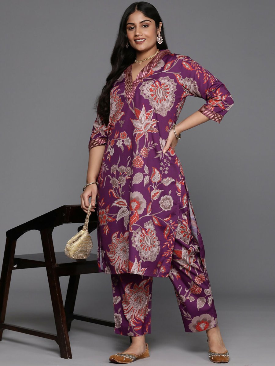 Ahalyaa Women's Traditional wear Kurta Set - Purple | Grocsy