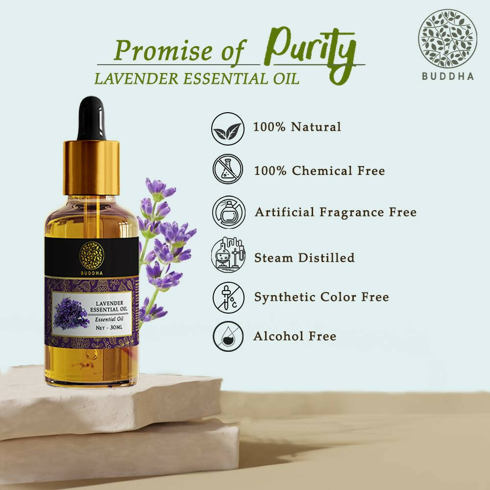Buddha Natural Lavender Pure Essential Oil - For Healthy Hair, Skin, Sleep | Grocsy