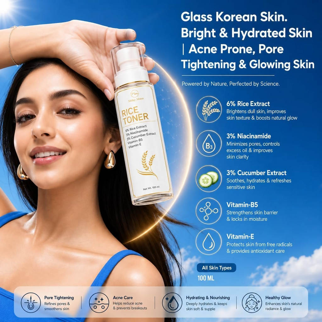 Milky Moon Rice Water Toner With Niacinamide & Cucumber | Grocsy