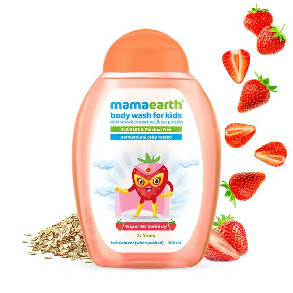 Mamaearth Super Strawberry Body Wash for Kids with Strawberry & Oat Protein | Grocsy