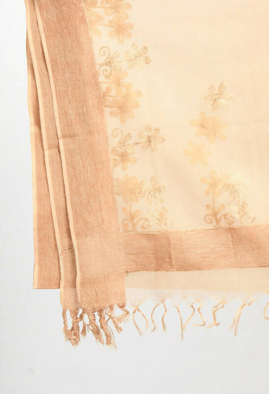 Mominos Fashion Moeza Women's Orgenza All Over Chikan Work Golden Dupatta | Grocsy