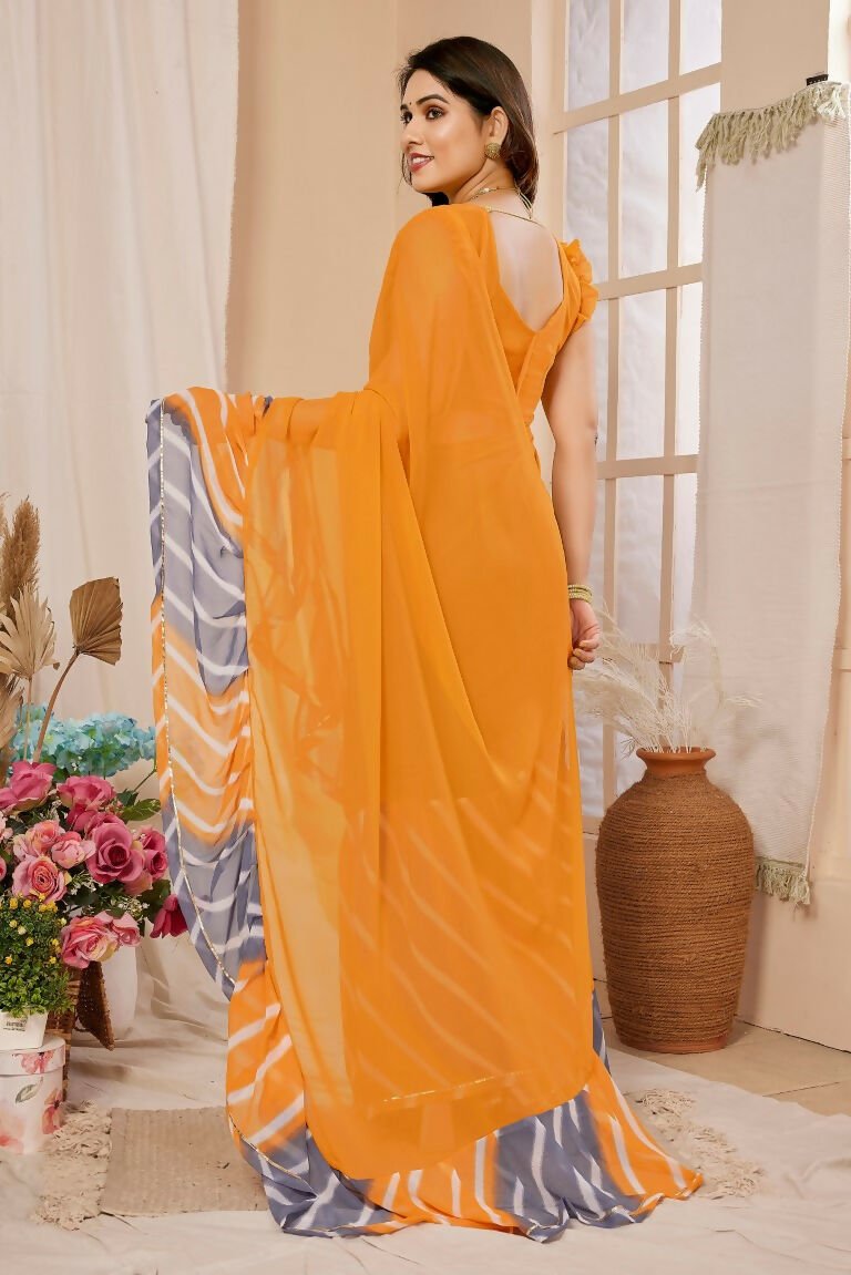 Aafreen Partywear Designer Orange Georgette Fancy Saree | Grocsy