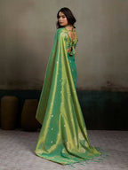 Shree Shyam Fashion Green Tissue Silk Saree | Grocsy