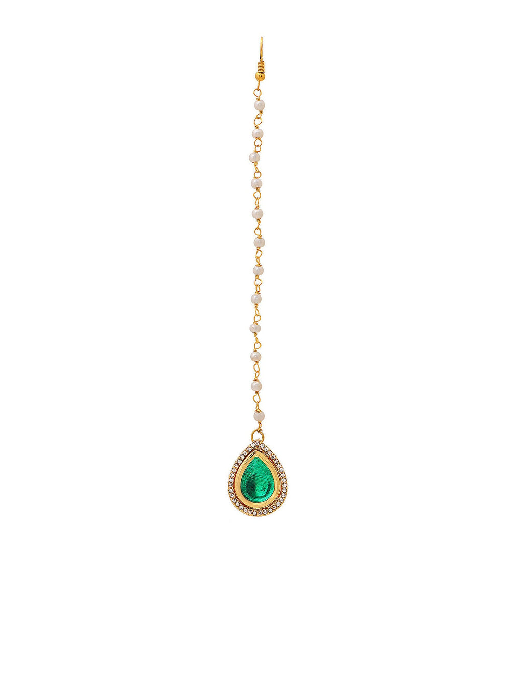Ruby Raang Tear Drop Green Meenakari with Diamond Maang Tikka | Grocsy