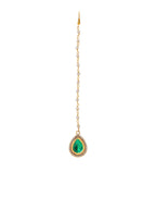 Ruby Raang Tear Drop Green Meenakari with Diamond Maang Tikka | Grocsy