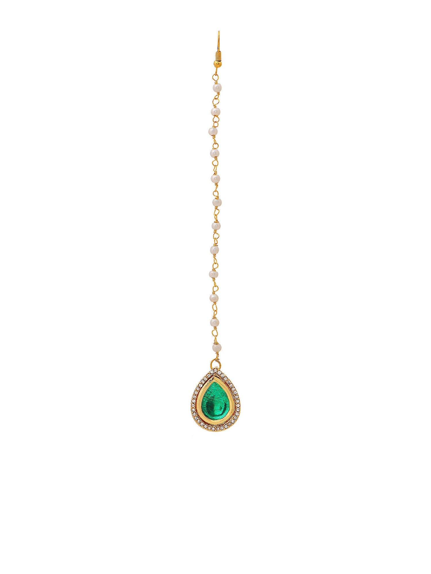 Ruby Raang Tear Drop Green Meenakari with Diamond Maang Tikka | Grocsy