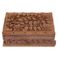 Nizalia Carved Chinar Leaf Handmade Walnut Wood Jewellery Box | Grocsy