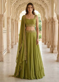 Lehenga Mart Green Faux Georgette Designer Bollywood Style Wedding Wear Lehenga Choli | Grocsy