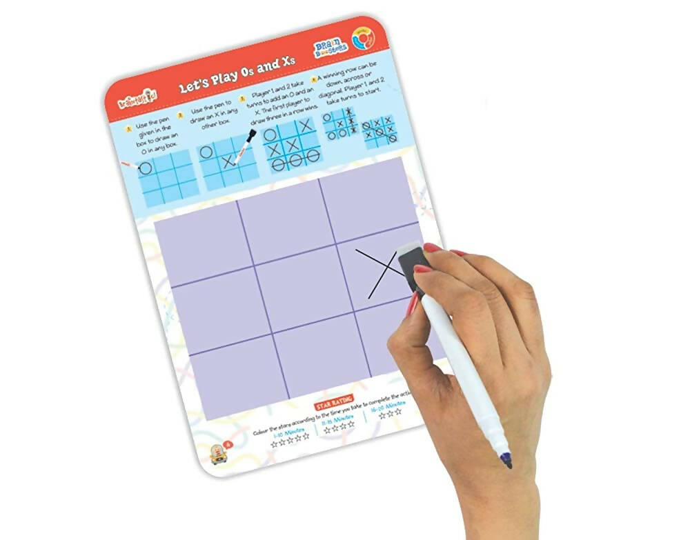 Braintastic Brain Booster Game/Toy (6-99 Years)-Write & Wipe Reusable Activity Sheets with Marker & Jigsaw Puzzle Learning Tools for Kids 6+ Years | Grocsy
