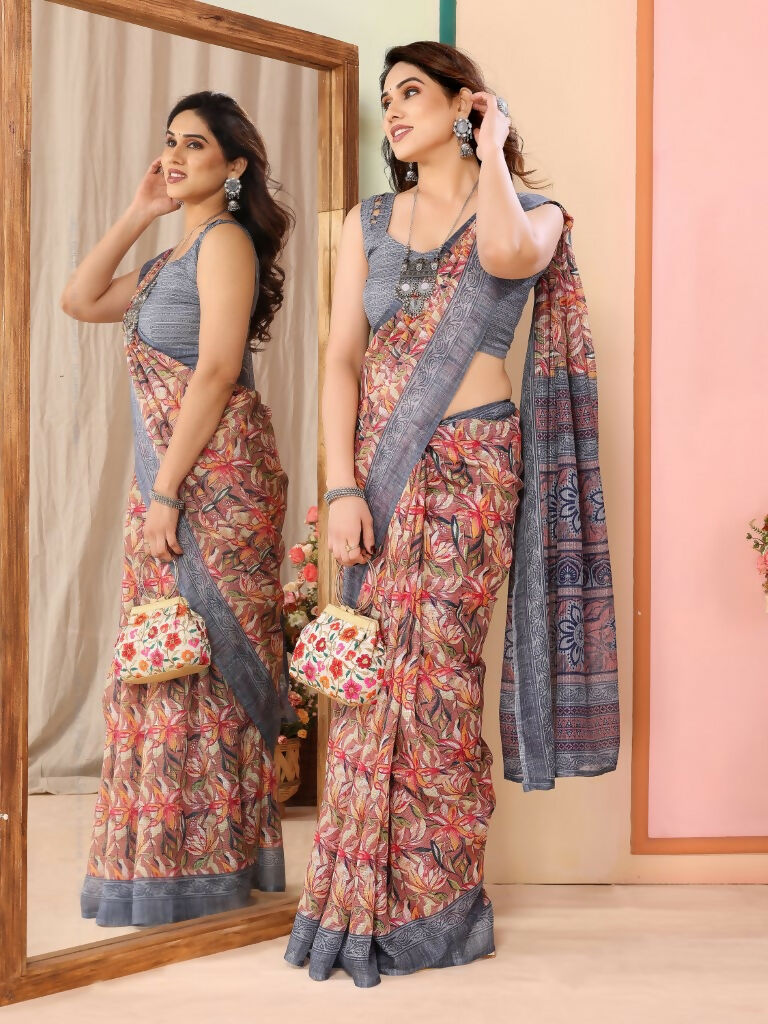 Partywear Designer Grey Kota Doriya Fancy Saree - Dyuti | Grocsy