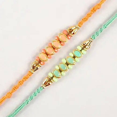 Set of 2 Fancy Pastel Rakhi and Cashew Jar | Grocsy
