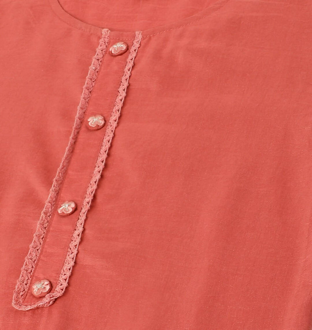 Orange Chinon Silk Embroidered Straight Kurta with Trouser & Dupatta - Salimar | Grocsy