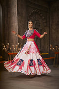 White Rayon Thread Embroidered Navratri Lehenga Choli with Dupatta - Raas | Grocsy