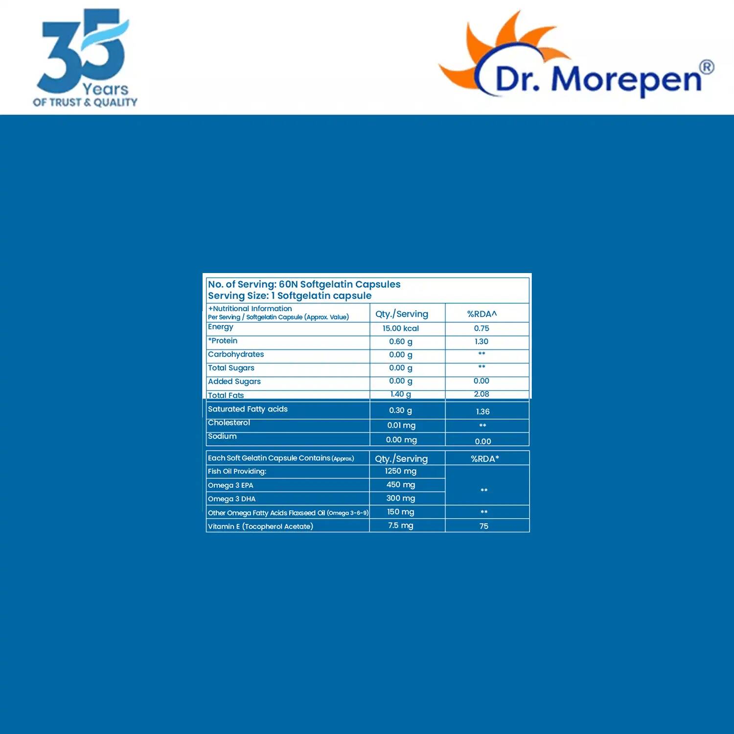 Dr. Morepen COD Liver Oil Softgels and Omega 3 Deep Sea Fish Oil Softgels Combo | Grocsy