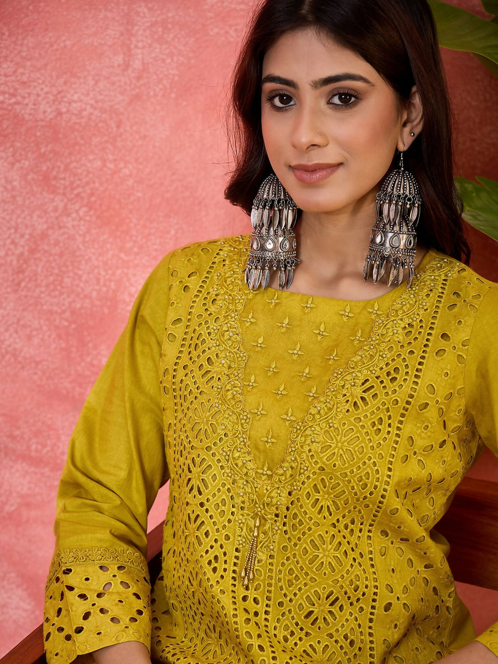 Joban Fashion Embroidery Mustard Pure Cotton Cord Set | Grocsy