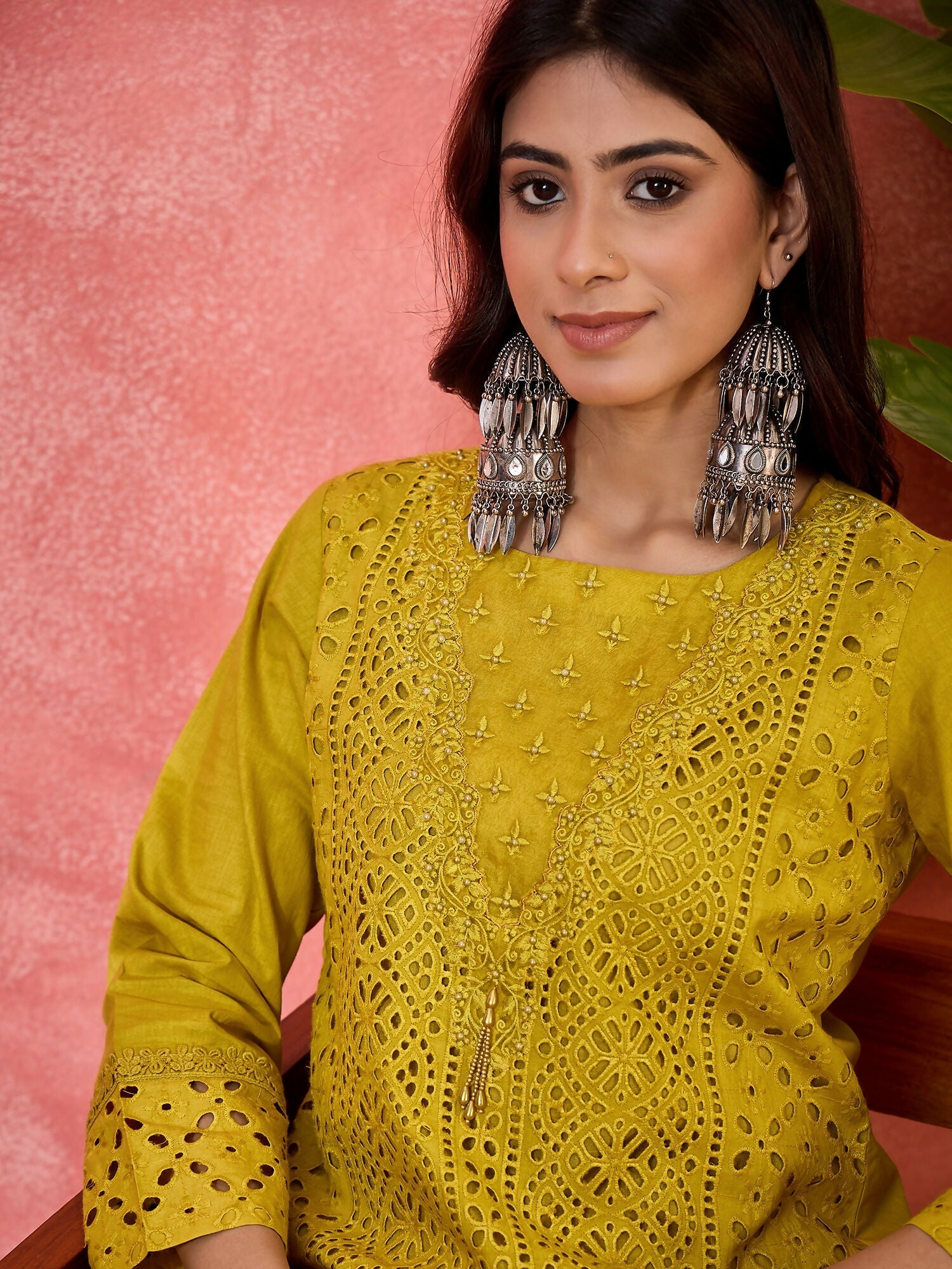 Joban Fashion Embroidery Mustard Pure Cotton Cord Set | Grocsy