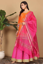 Joban Fashion Orange Silk Lehenga Set | Grocsy