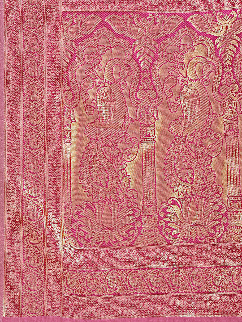 Shree Shyam Fashion Banarasi Silk Cream & Magenta Saree | Grocsy